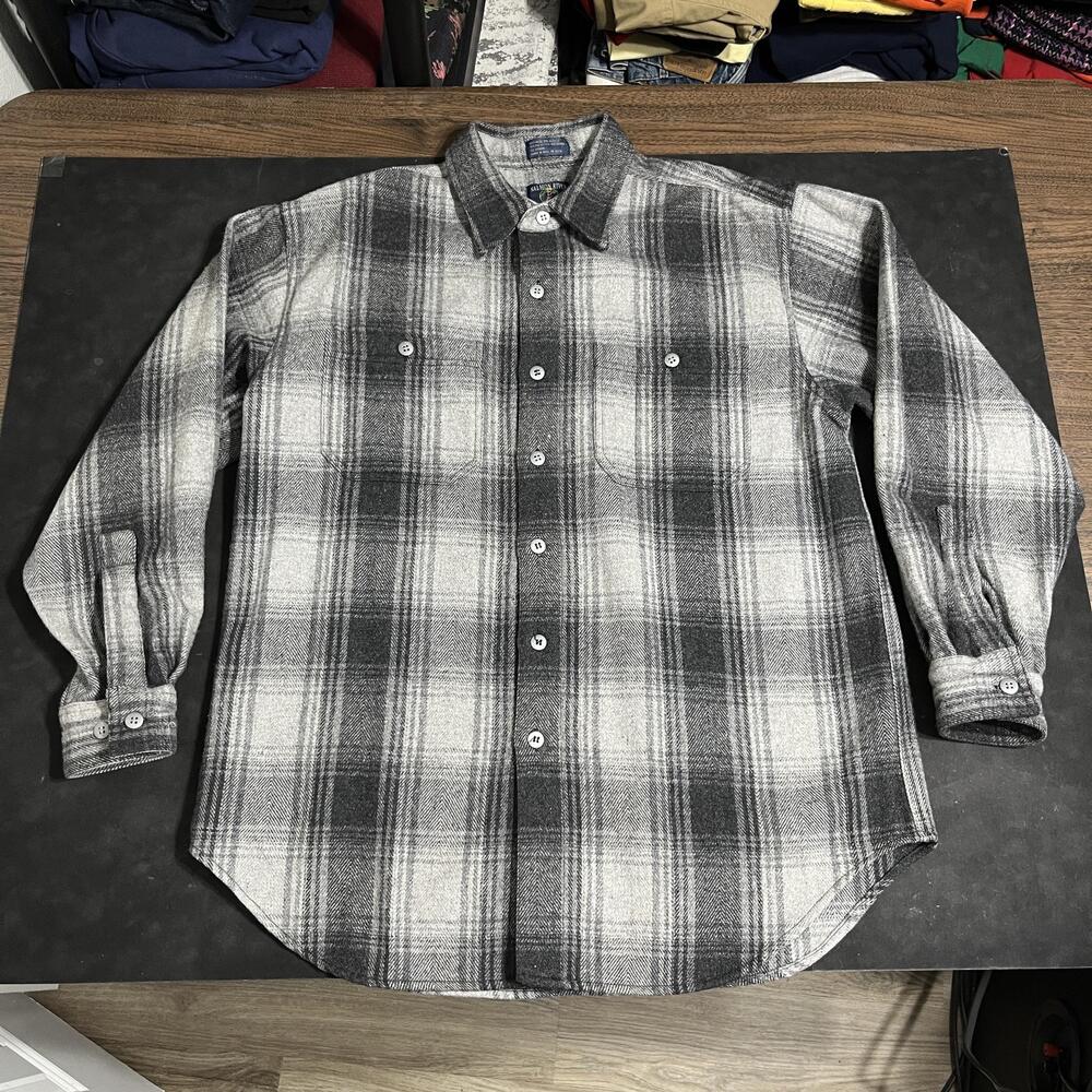 Salmon River Traders Shirt Men Shadow Plaid Flannel 1970s Vintage Lumberjack 80s